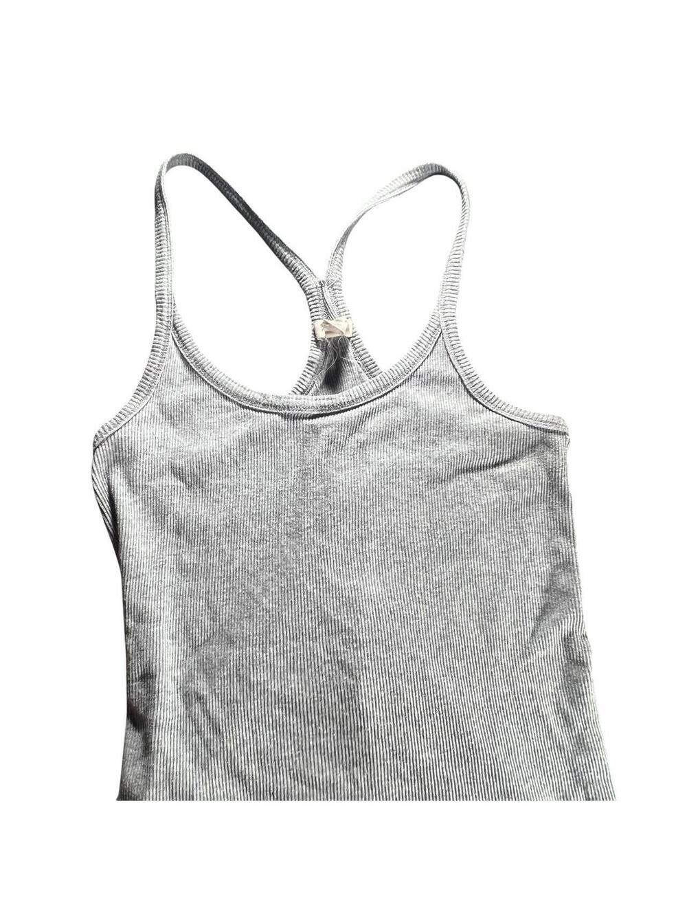 Madewell Grey Ribbed Racerback Tank Top - Picture 2 of 4